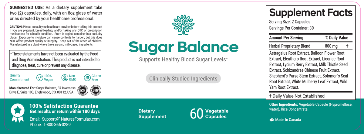 Sugar Balance Label